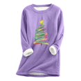 thumbnail image 2 of Meichang Chandail en Molleton pour Femmes Grande Taille, Graphique d'Arbre de Noël, Chandail Doublé Sherpa, Chaud pour l'Hiver, Manches Longues, Col Rond, Chandail à Enfiler, Violet, TTTTG, 2 of 4