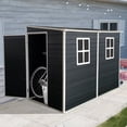 thumbnail image 1 of Outdoor Storage Shed with Floor Resin shed with Two-Window, Waterproof ,Lockable Doors for Patio,Yard,Lawn ,Black, 1 of 4