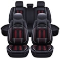 thumbnail image 1 of Maidao Car Seat Covers Leather Set Universal for Honda for Ridgeline 2006-Present 5 Seats Waterproof Front Rear Cushion Protector with Pillow and Headrest Black, 1 of 6