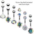 thumbnail image 2 of BodyJ4You 18PC Belly Button Rings 14G Goldtone Surgical Steel Clear Aqua Pink CZ Navel 18 Extra Ball, 2 of 6
