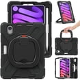 thumbnail image 1 of iPad Mini 6 Case 6th Generation 360°Rotatable Stand with Shoulder Strap Handle Pencil Holder Heavy Duty Shockproof Silicone Protective Case for iPad mini6 2021, 1 of 7