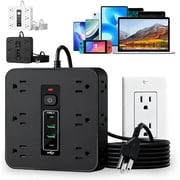 16-in-1 Power Strip with Switch & Surge Protection, 16 in 1 Power Strip Surge Protector, Portable Flat Plug Surge Protector Power Strips, 12 Ac Outlets,3 USB & 2 Type-C Ports,for Office Home