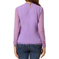 thumbnail image 3 of INSPIRE CHIC Blouses Décontractées pour Femmes à Col Rond en Dentelle Florale à Manches Longues en Chiffon Hauts S Violet, 3 of 6