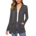 thumbnail image 1 of Wangsaura Women Simple Style Cardigan, Solid Color Long Sleeve Knitwear, 1 of 6