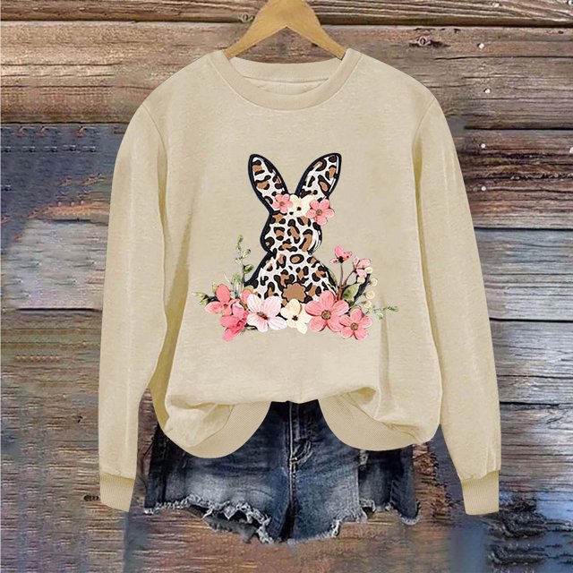 EGNMCR Easter T-Shirt Imprimé T-Shirts Graphiques pour Femmes T-Shirts à Manches Courtes pour Femmes Journée Easter Chandail à Capuchon Imprimé à Col Rond pour Femmes Haut à Manches Longues T-Shirts pour Femmes