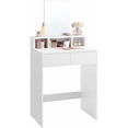 thumbnail image 1 of VASAGLE Dressing Table with Large Mirror, Vanity Table with 2 Drawers and 3 Compartments，Modern, White，Adult, 1 of 7