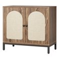 thumbnail image 4 of GloryStar Buffet Cabinet with Storage, Rattan Storage Cabinet with Doors, Adjustable Shelf for Living Room, Hallway, Walnut, 4 of 7