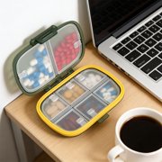 MTBLYS Mini Weekly Organizer Box 7 Grids Moistureproof Portable Pill Container Removable Sections Travel Medicine Storage