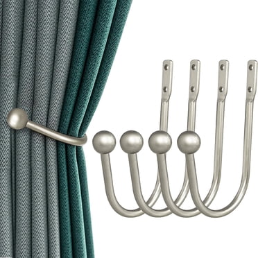 4 Pcs Embrasses de Rideau Embrasses de Rideau Crochets de Rideau pour Draperies Embrasses de Rideau en Métal Support de Rideau Embrasses de Rideau Montées au Mur pour Salon, Chambre et Plus