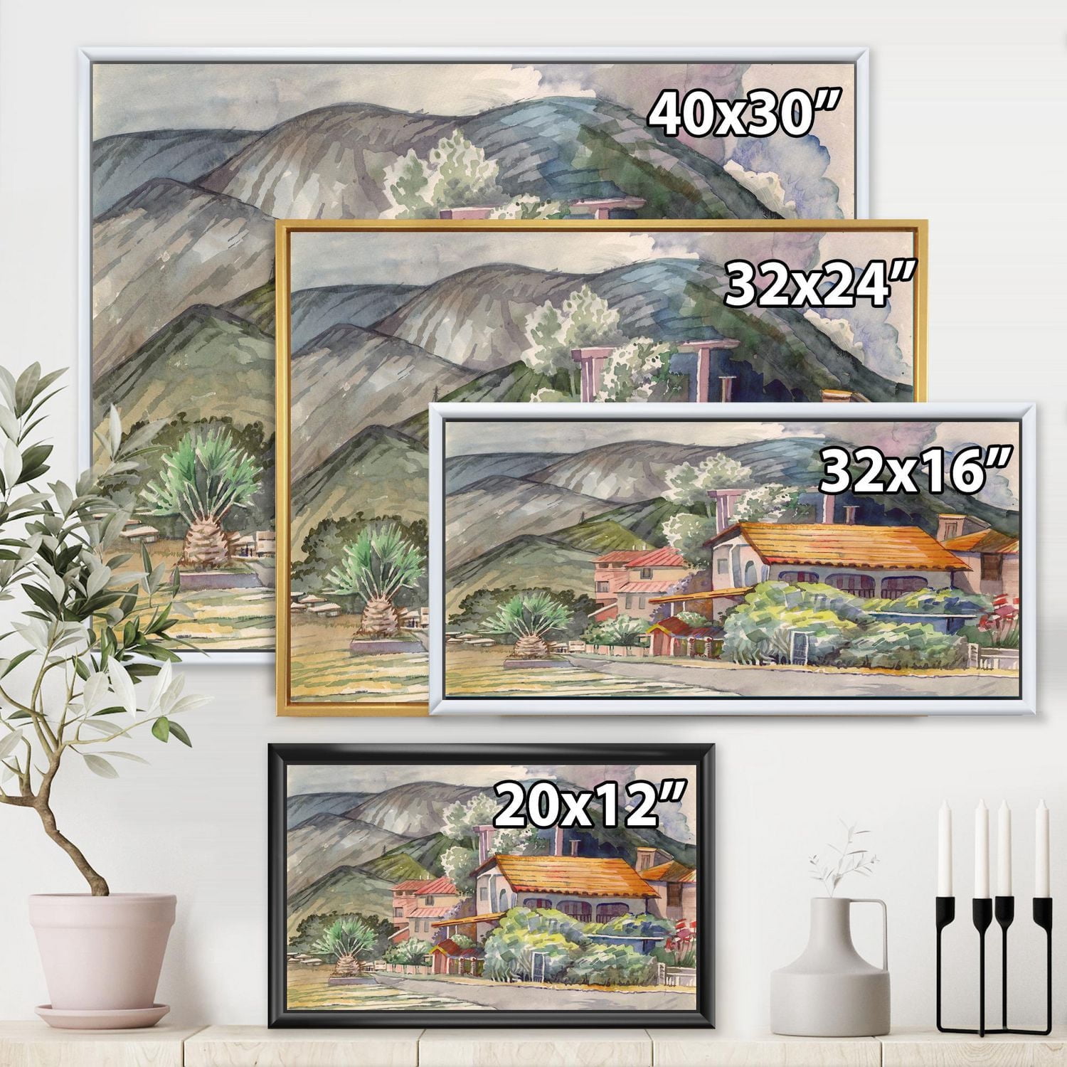 Designart Paysage grec au large de la côte de la mer Égée ART MURAL À CADRE FLOTTÉ