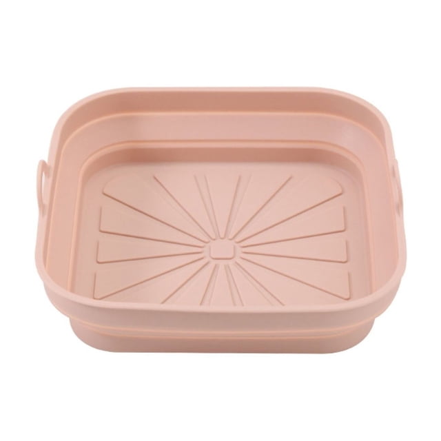 BKBP Square Air Fryer Liner, Reusable Silicone Round Air Fryer Pot,Non-stick Oil Filter Design Food-Grade Kitchen Mat, Large Replacement Accessories for Air Fryer