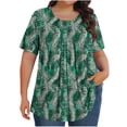 thumbnail image 3 of DDAPJ pyju Hauts Boho pour Femmes Grande Taille T-Shirts Graphiques Floraux Col Rond Manches Courtes Blouse d'Été Décontractée Tunique Coupe Ample Cache-Ventre Chemise Ventes du Jour Vert TG, 3 of 9