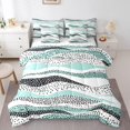 thumbnail image 1 of YST Geometric Wave 7-Piece Comforter Set, Teal White, Modern Abstract Art, Full, 1 of 4