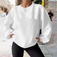 thumbnail image 2 of Pisexur Chandail en Molleton pour Femmes Décontracté Ample Automne Chandails en Molleton pour Femmes Couleur Unie Col Rond Chandail en Molleton Manches Longues Chemises pour Femmes Mode Chandail en Molleton Texturé Chandail Tops, 2 of 8