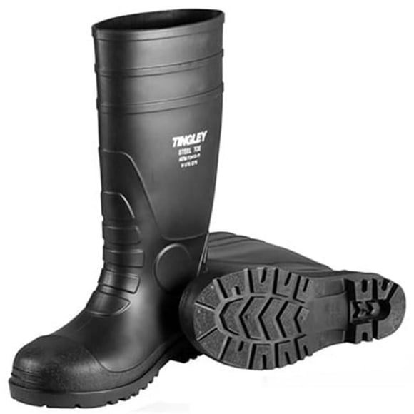 Tingley Rubber 31251.09 8 PVC Steel Toe Sock Boot, Black