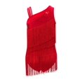 thumbnail image 4 of vastwit Robe de Danse Latine à Franges pour Filles, Justaucorps de Performance Jazz Tango à Pampilles, Justaucorps de Gymnastique Rouge 14, 4 of 6