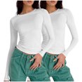 thumbnail image 1 of Birdeem T-Shirts à Manches Longues pour Femmes Mode Décontractée Col Rond Couleur Unie T-Shirt à Manches Longues Chandail Tops Manches 3/4 T-Shirts pour Femmes, 1 of 4