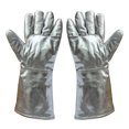 thumbnail image 2 of Liquidation des Offres du Jour! Gants Longs en Papier D\'aluminium de Protection contre les Radiations, Résistant à la Chaleur à Haute Température, pour Faire Fondre, Chauffer et Souder, Peuvent Résister à la Chaleur par Température, Gants à Cinq Doigts, 2 of 3