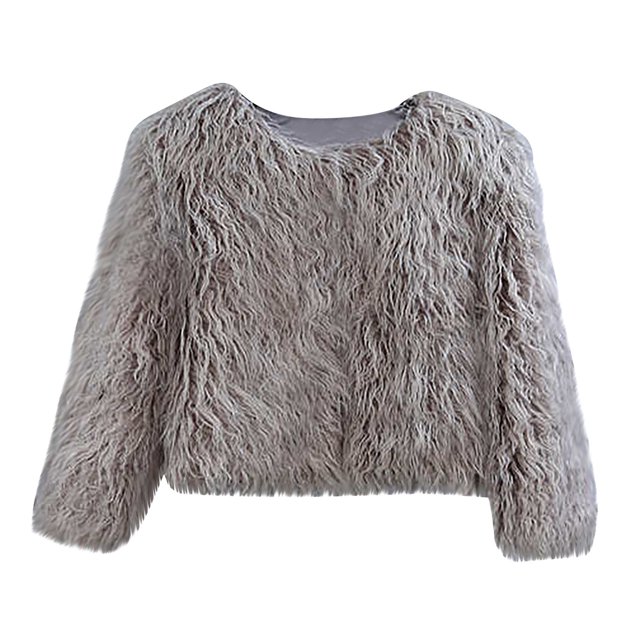 XZNGL Womens Fashion Solid Short Imitation Warm Coat Faux Tops