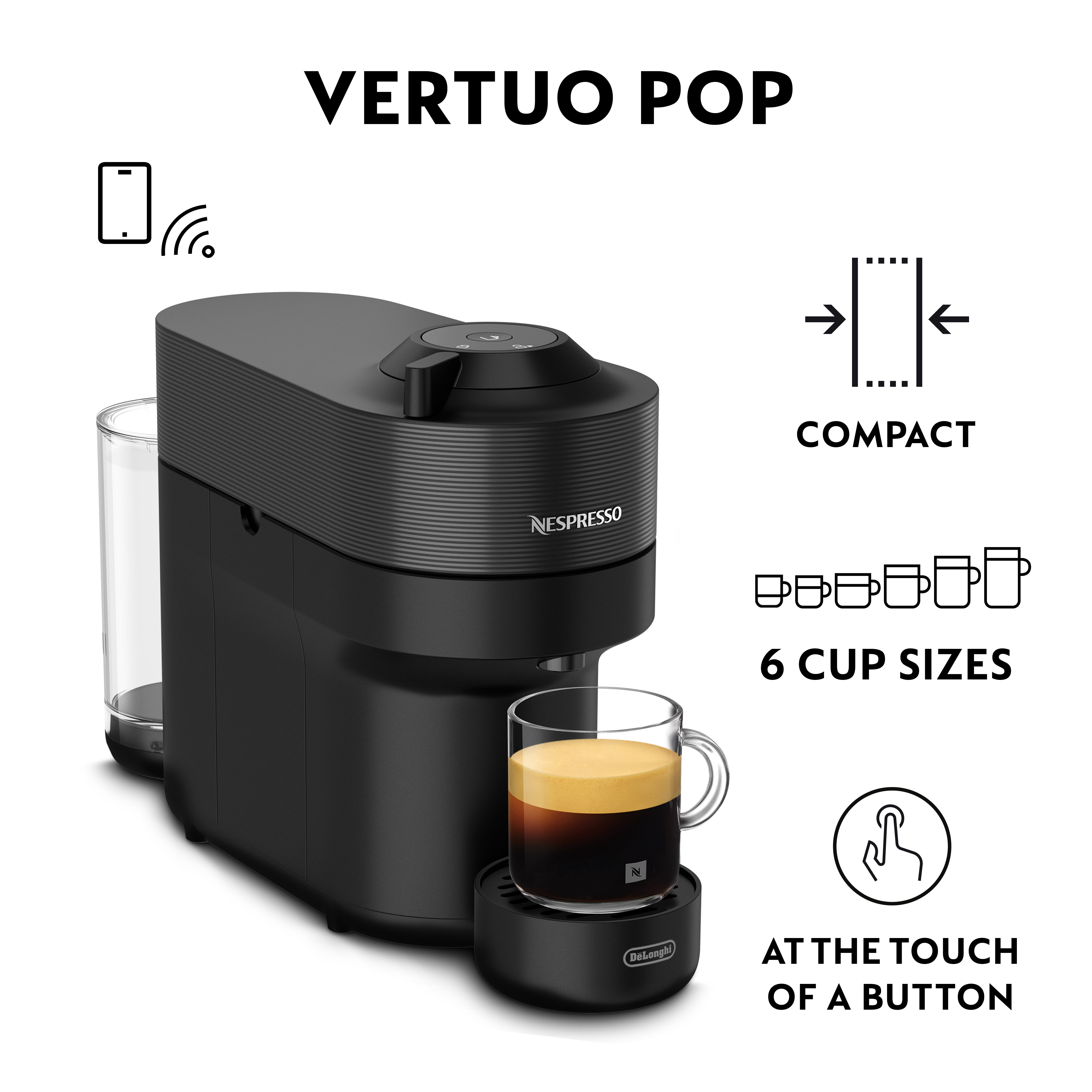 Nespresso Vertuo Pop Coffee and Espresso Machine by De'Longhi, Black