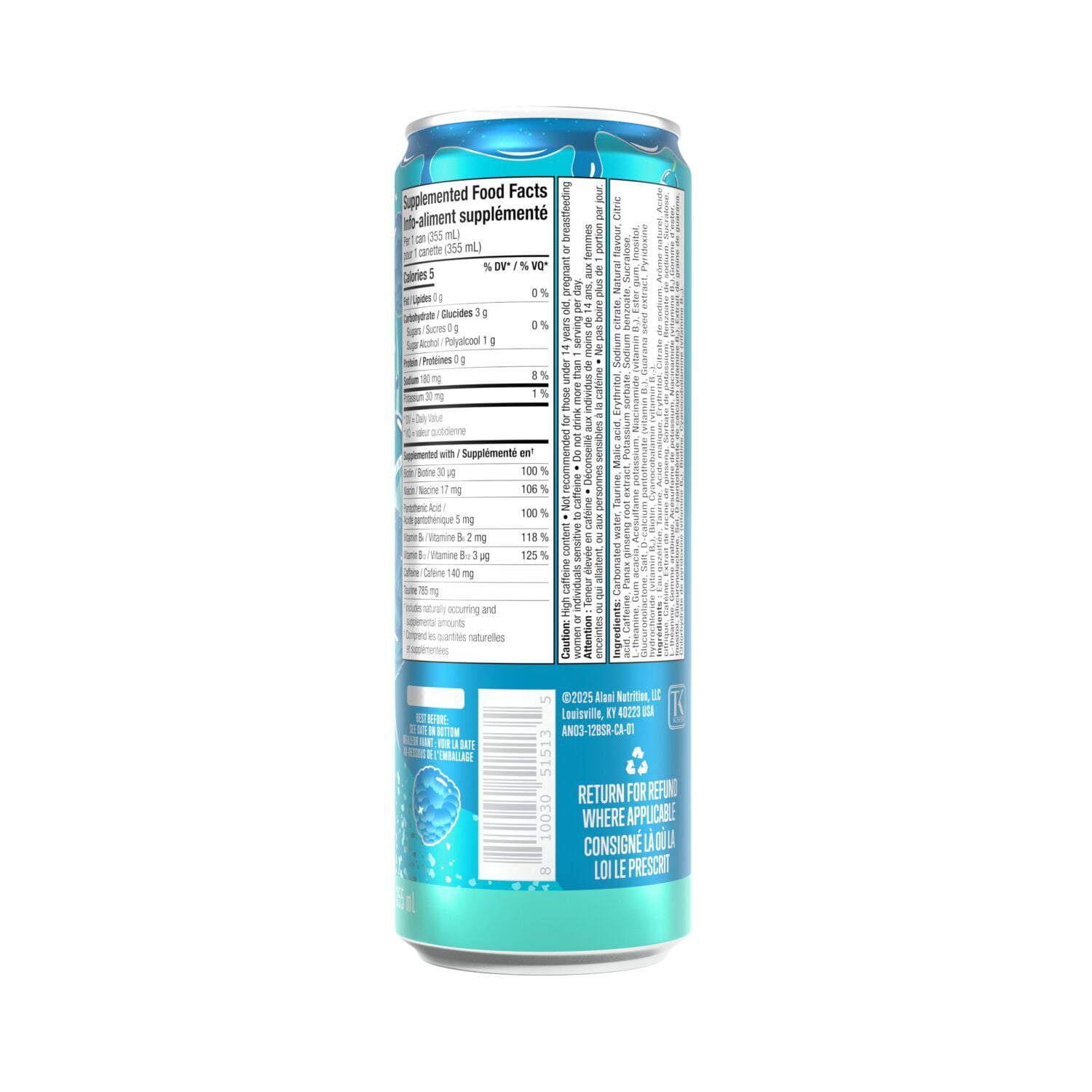Alani Nu Blue Slush Energy Drink 355 ml Sleek, Can