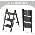 thumbnail image 4 of Step Ladder 3 Step Folding, Small Step Stool for Adults, Closet Step Stool Lightweight Kitchen Ladder 3 Step Ladder with Anti-Slip Wide Pedals, Black, 4 of 8