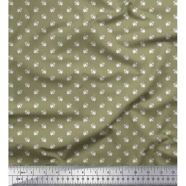 Soimoi Rayon Fabric Leaves & Berries Shirting Fabric Prints by Yard 56 Inch Wide