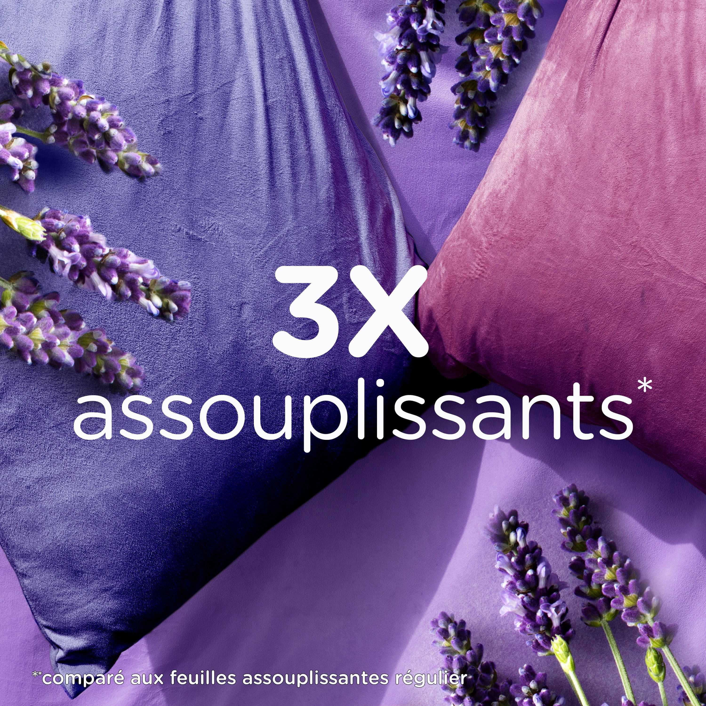 Downy Calme, Feuilles Assouplissantes Méga pour Sécheuse, Assouplissant pour la Lessive, Lavande et Gousse de Vanille 120CT
