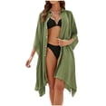 thumbnail image 1 of Plebaso Longue Robe de Plage de Plage pour Femmes à Boutons, Col, par-Dessus, Robe Chemise de Maillot de Bain Unie pour Femmes pour les Vacances, 1 of 5