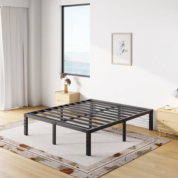 COMASACH 18 inch Full Bed Frame, Easy Assembly, Heavy Duty Metal Platform, Noise Free, Black