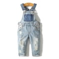 thumbnail image 1 of KIDSCOOL SPACE Salopette en Denim Déchirée pour Petite Fille Ou Petit Garçon, Taille 6-7 Ans,, 1 of 9