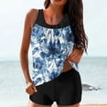 thumbnail image 1 of UPPADA 2 Piece Full Coverage Swimsuits for Women Floral Athleti Crewneck Bathing Suits High Waisted Tummy Control Modest Swimwear Comfy Tankini Top with Shorts Blue,Xl, 1 of 5
