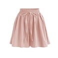 thumbnail image 1 of Diufon Chiffon Shorts for Women Elastic Waisted Ruffle Pleated Pants Solid Color Drawstring Shorts Pants, 1 of 5