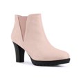 thumbnail image 1 of Unique Bargains Bottines Chelsea à Talons Blocs à Bout Rond pour Femmes Rose Poussière (Taille 9), 1 of 8
