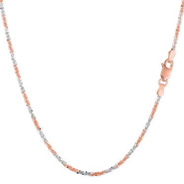 14k 2 Tone Rose And White Gold Sparkle Chain Necklace, 1.5mm, 20"