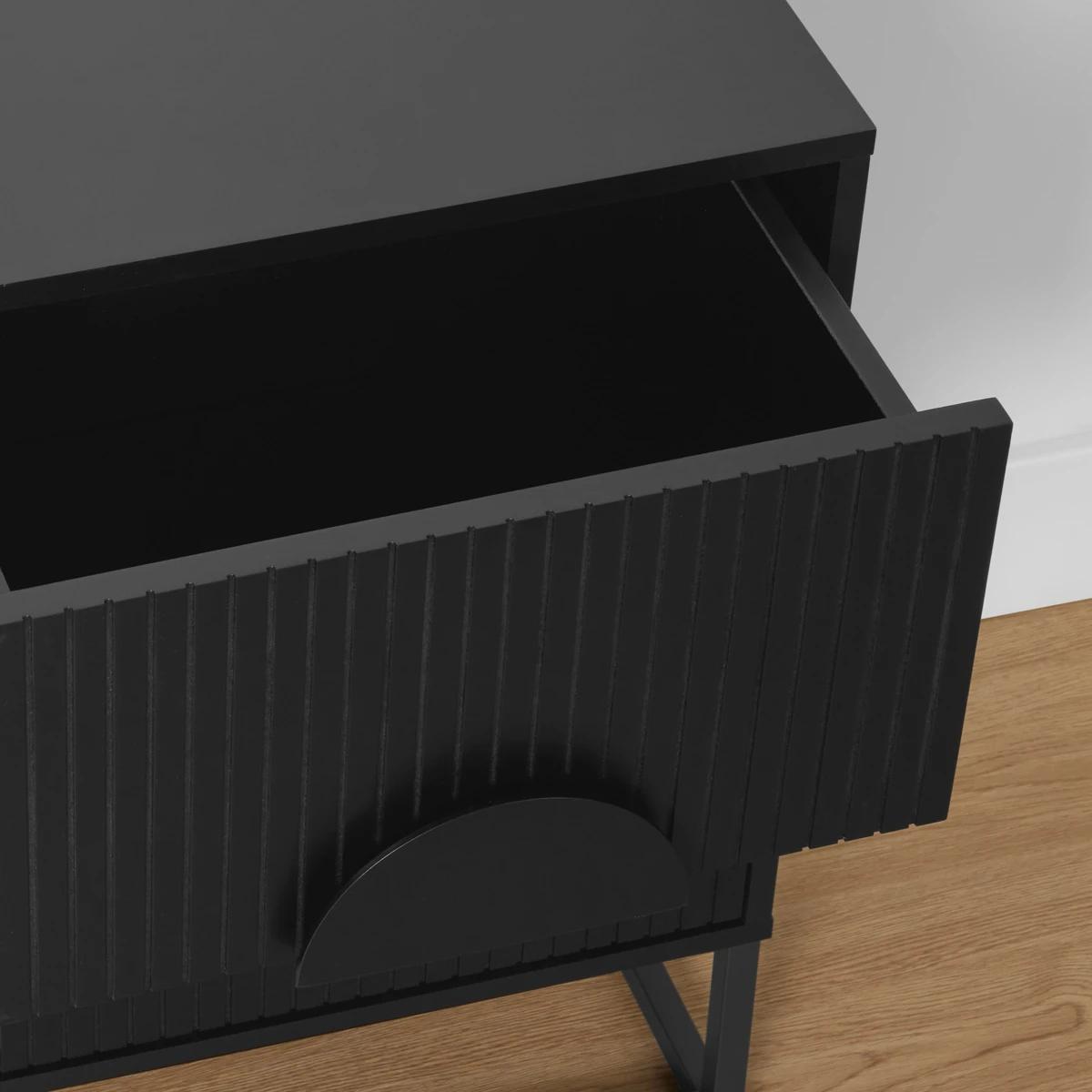 Anko Modern Ribbed 2 Drawer Bedside Table - Black