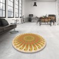 thumbnail image 4 of Ahgly Company Machine Washable Indoor Round Transitional Yellow Area Rugs, 4' Round, 4 of 7