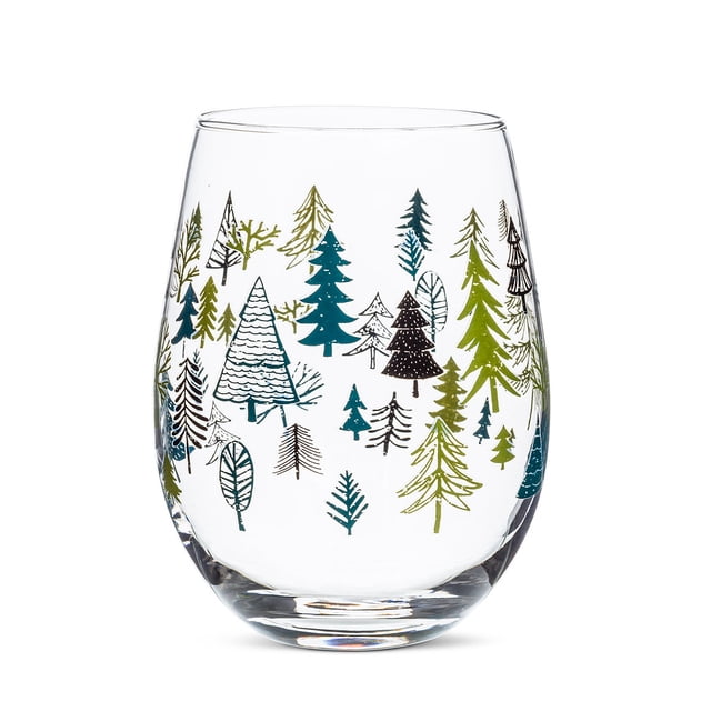 Set of 12 Allover Trees Stemless Wine Glass