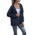 thumbnail image 4 of Women's Casual Hooded Jacket Lightweight Waterproof Rain Windbreaker Solid Color Zipper Drawstring Raincoat, 4 of 8