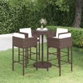 thumbnail image 1 of vidaXL Ensemble de Bar de Jardin 5 Pcs avec Coussins en Rotin Poly Brun, 1 of 5