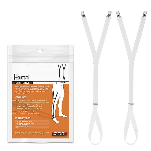 Hold'Em Chemise Premium Reste Ultra Douce Élastique avec Clips Métalliques Extra Robustes, Blanc