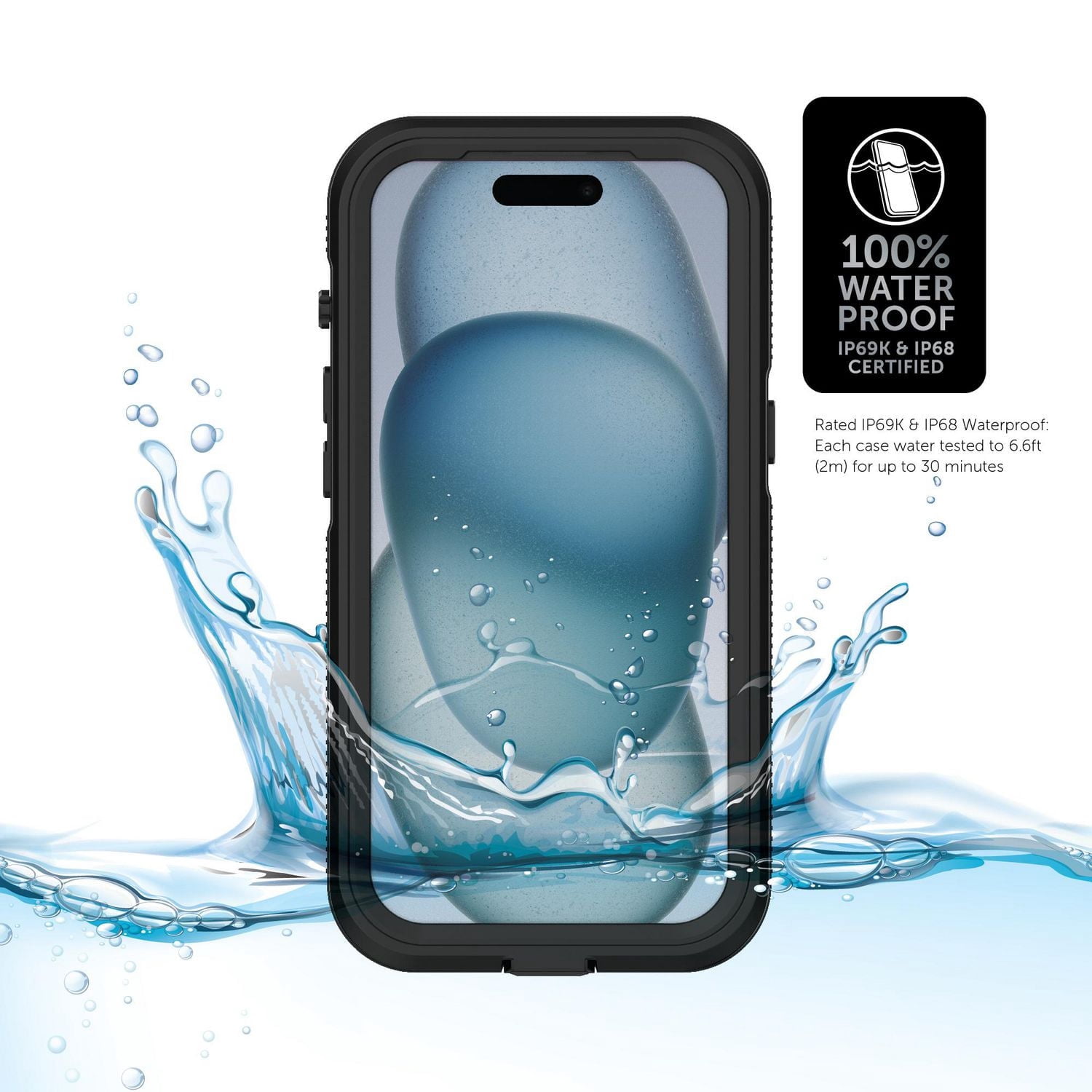 Coque étanche Body Glove Tidal pour iPhone 15 - Noir/Transparent