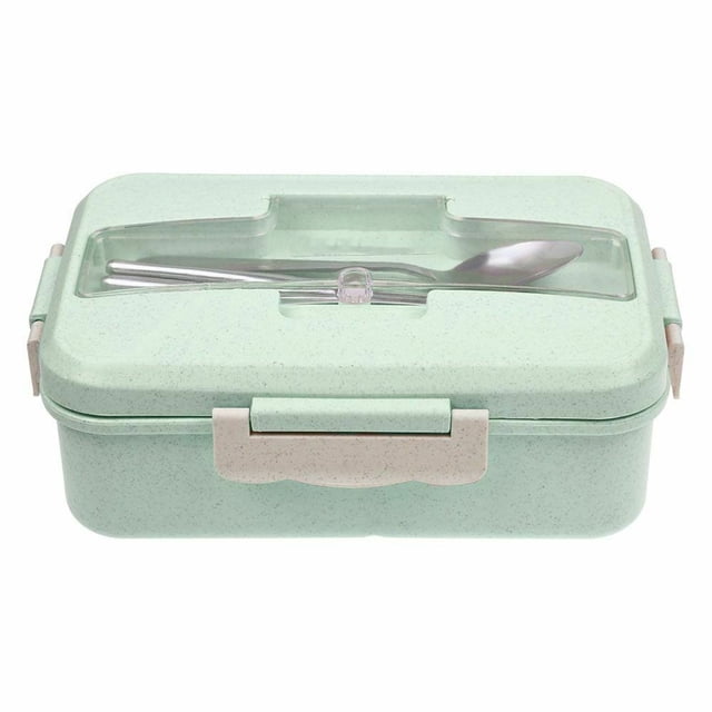 LSLJS Boîte à Lunch Bento Micro-Ondes en Paille Cuillère Contenant de Rangement pour Aliments Enfants Adultes Bento Lunch Boxes