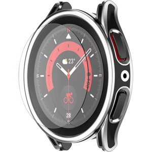 Screen Protector Case Intended for Samsung Galaxy Watch 5 Pro 45mm Screen Protector Tempered Glass Anti-Scratch for Galaxy Watch 5 Pro Smartwatch [2.5D 9H Hardness] (Silver)