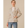 thumbnail image 4 of INSPIRE CHIC Vestes Blazer à Carreaux à Double Boutonnage à Revers Cranté pour Femmes, 4 of 4