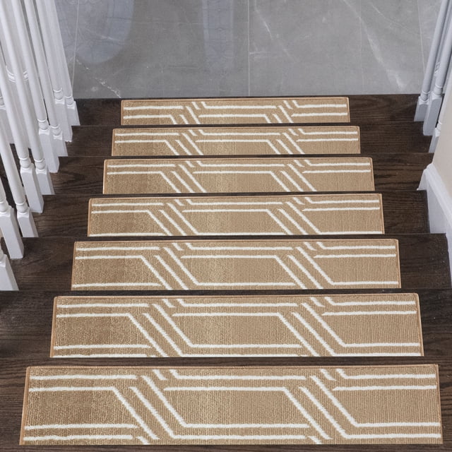 Plaza Collection Contemporary, Cozy, Vibrant and Soft Stair Tread Mats & Rugs, 9'' x 28''