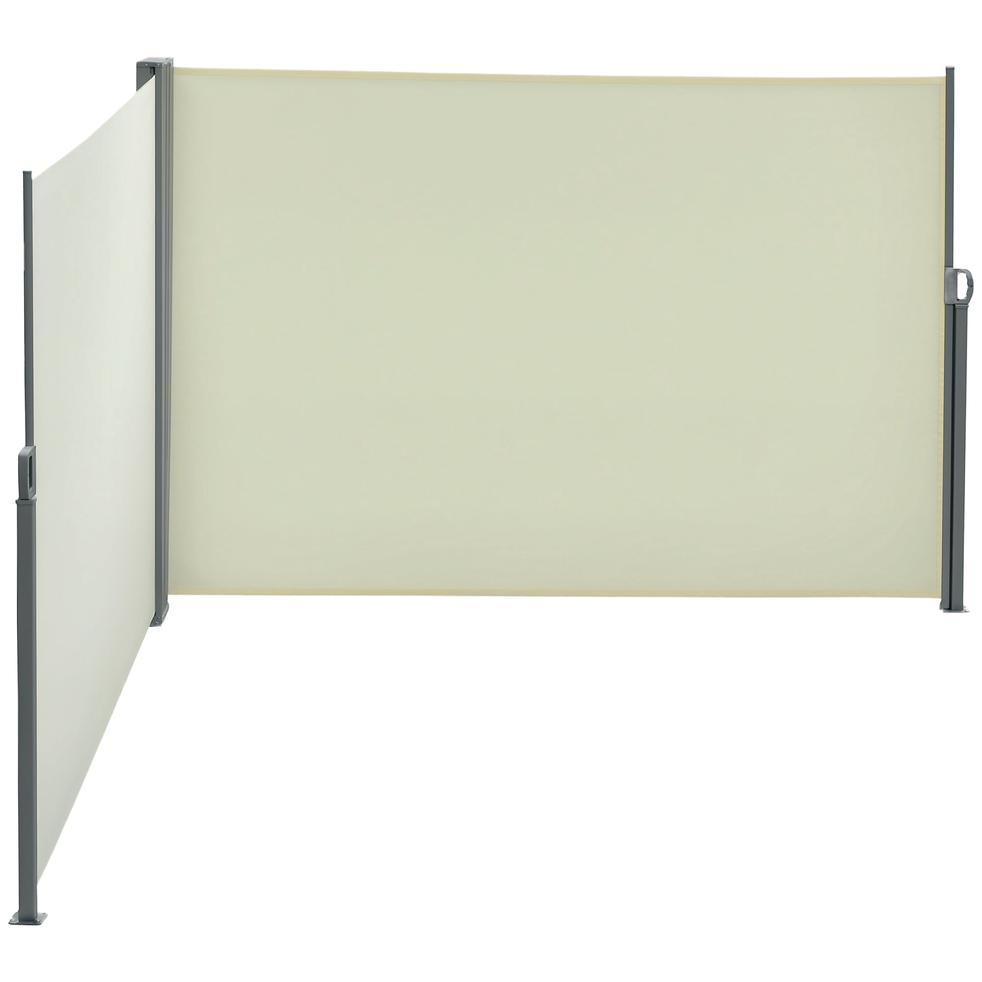 Outsunny Double Retractable Side Awning 236" x 63" Patio Screen Cream White