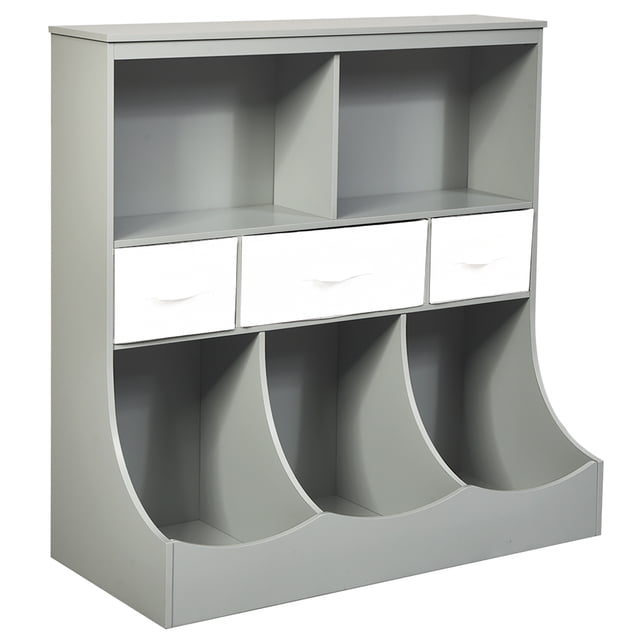 Costway Étagère Autoportante Combinée avec Bacs et 3 Paniers, Gris