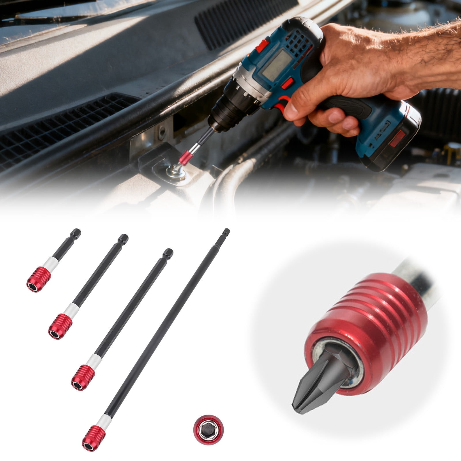 1/4 Inch Hex Shank Drill Bit Extension Set with Holder for Cordless Driver and Screwdriver