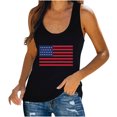 thumbnail image 1 of Pompotops Femmes Décontracté Drapeau Américain Imprimé Sans Manches Débardeur Décontracté Blouse T-shirt, 1 of 5